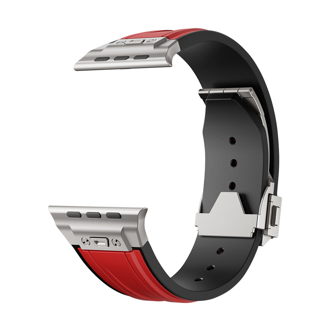 #Color_Red Band-Silver Buckle