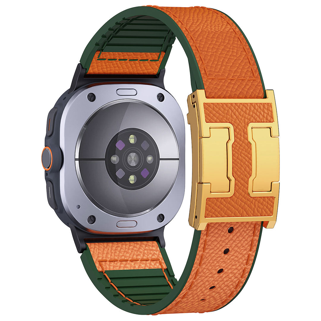 Leather & Silicone Dragon Pattern Band For Samsung Galaxy Watch Ultra