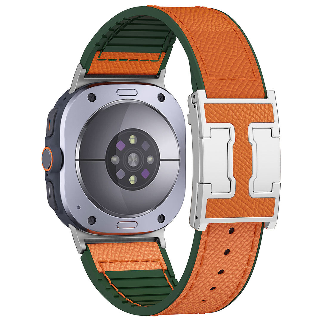 Leather & Silicone Dragon Pattern Band For Samsung Galaxy Watch Ultra