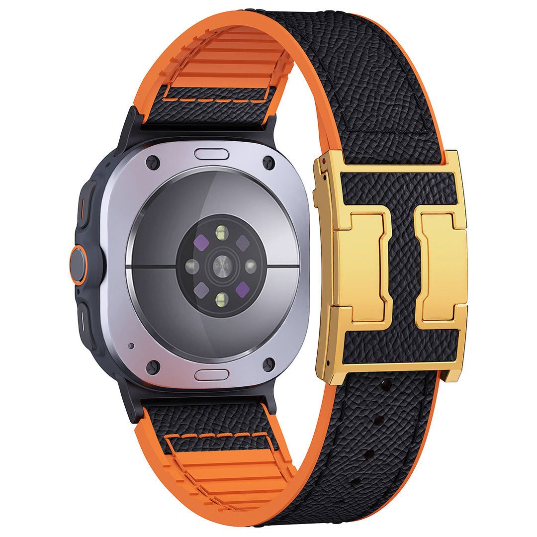 Leather & Silicone Dragon Pattern Band For Samsung Galaxy Watch Ultra
