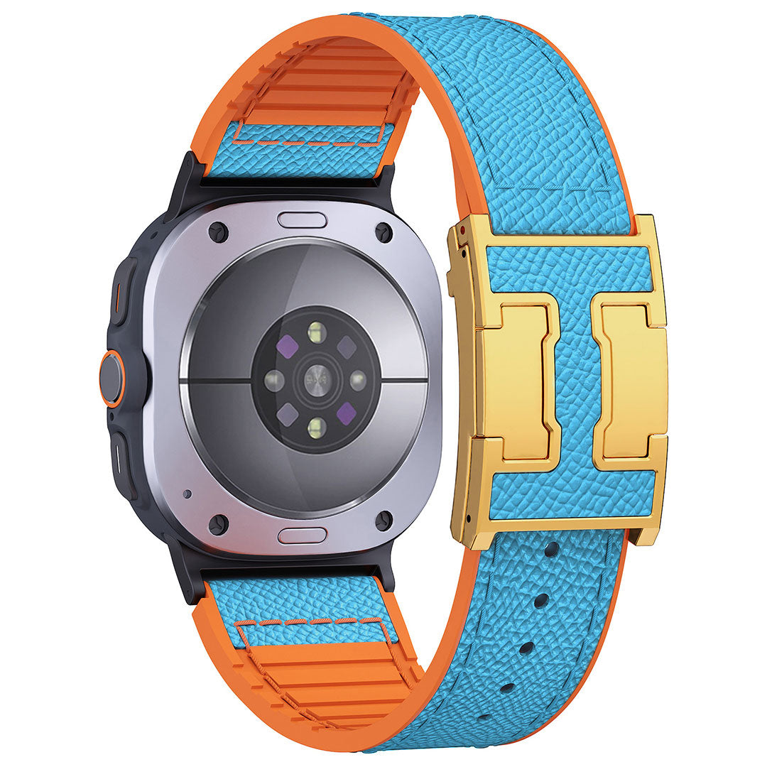 Leather & Silicone Dragon Pattern Band For Samsung Galaxy Watch Ultra