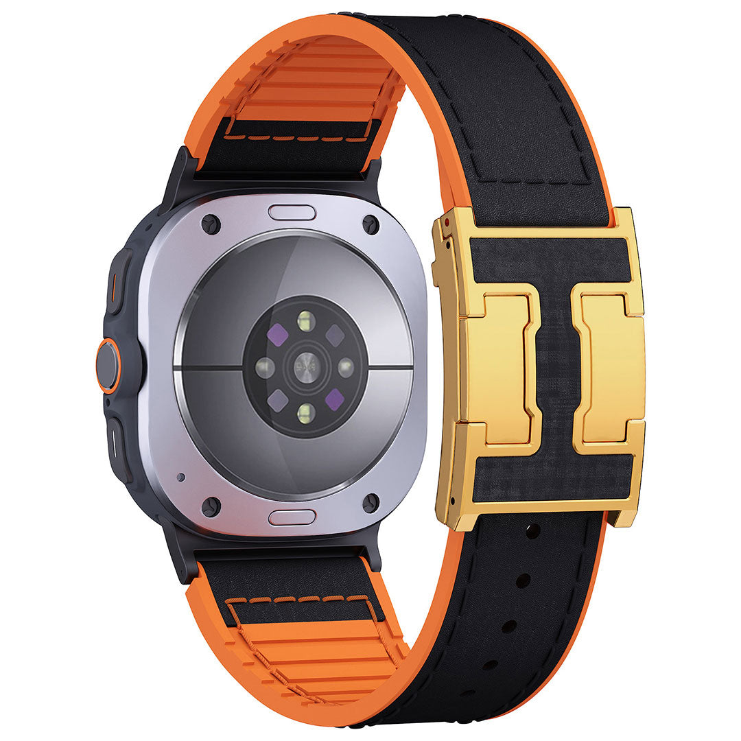 Leather & Silicone Dragon Pattern Band For Samsung Galaxy Watch Ultra