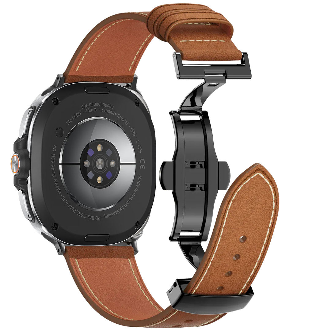 Lowa Leather Butterfly Buckle Band For Galaxy Watch