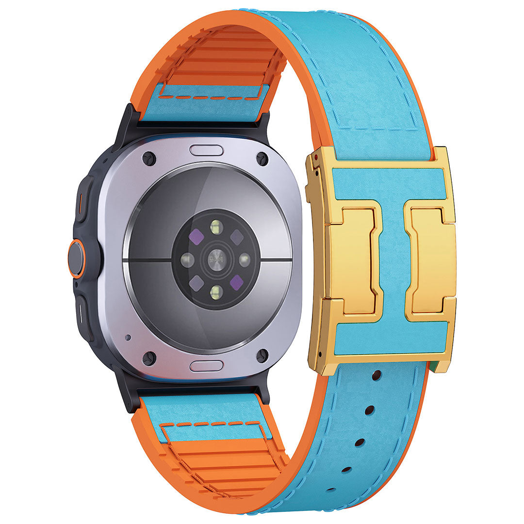 Leather & Silicone Dragon Pattern Band For Samsung Galaxy Watch Ultra
