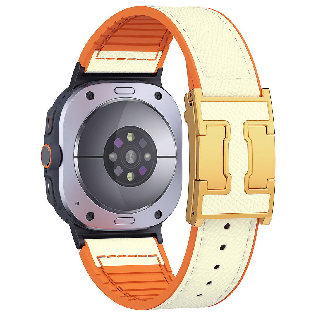 Leather & Silicone Dragon Pattern Band For Samsung Galaxy Watch Ultra