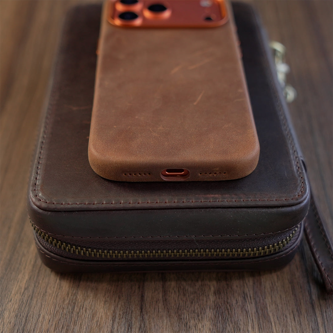 Distressed Leather MagSafe Case for iPhone