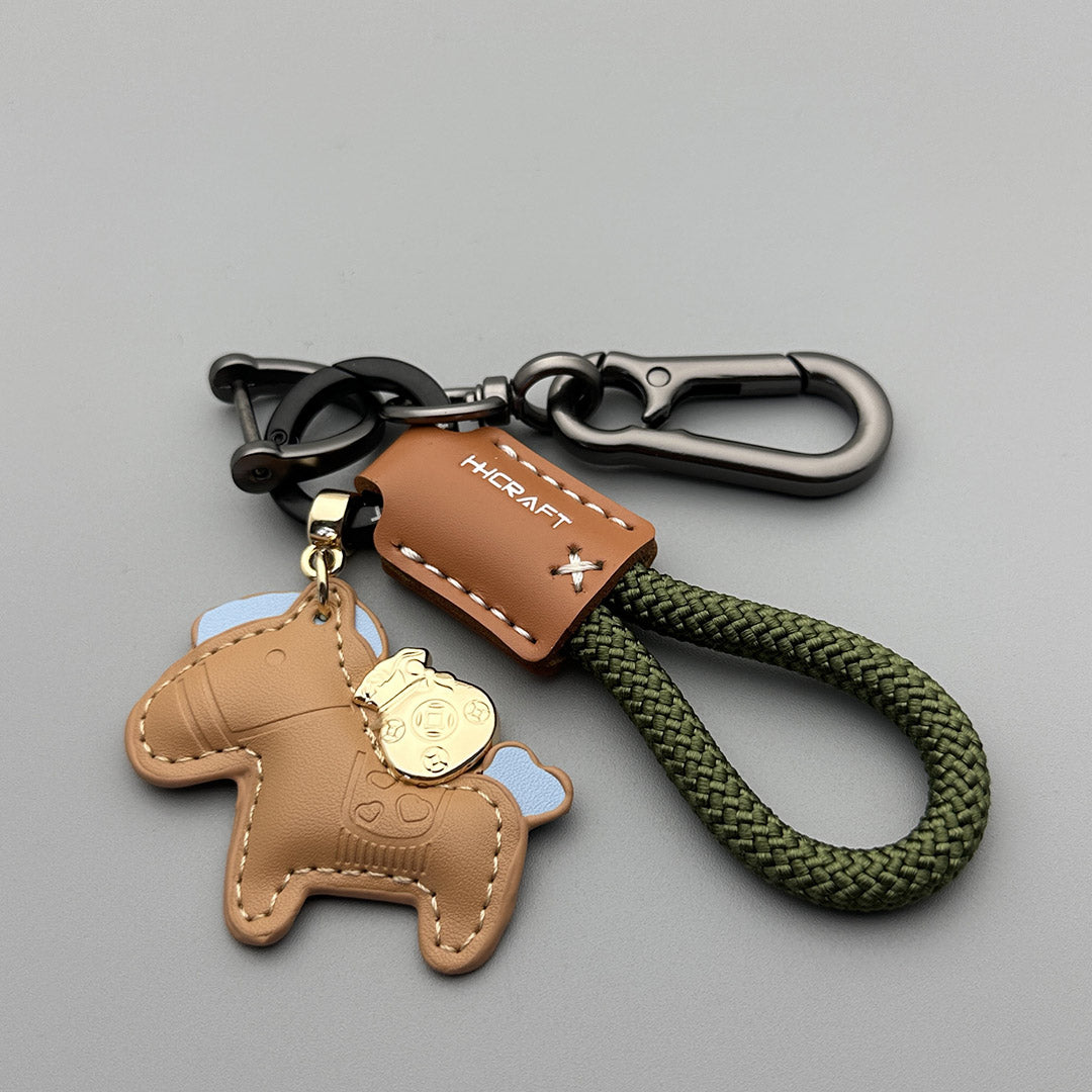 Handmade Cowhide Pony Pendant Keychain
