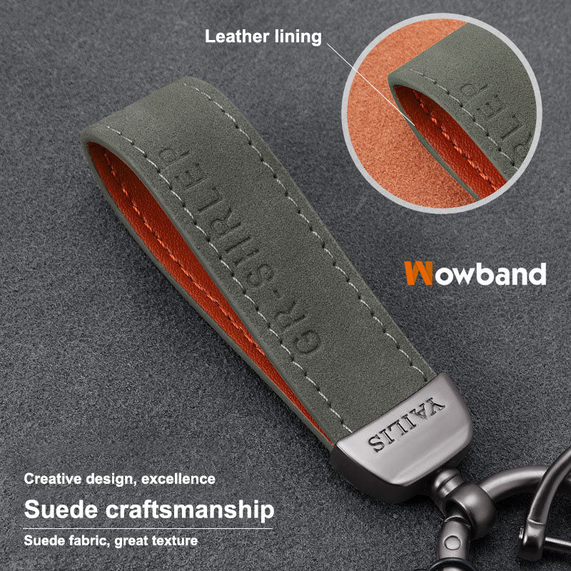 Suede Lanyard Metal Dinosaur Keychain