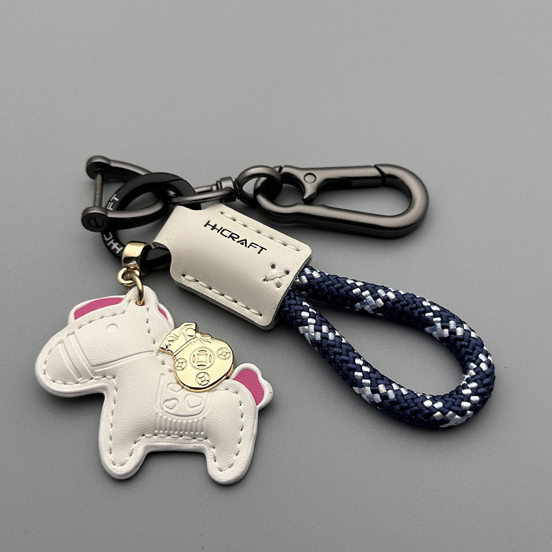 Handmade Cowhide Pony Pendant Keychain
