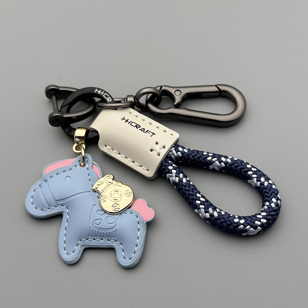 Handmade Cowhide Pony Pendant Keychain