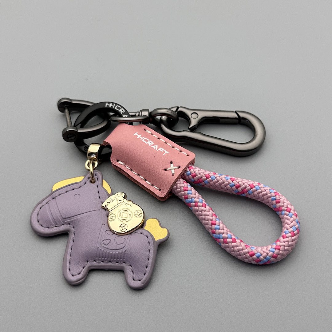 Handmade Cowhide Pony Pendant Keychain