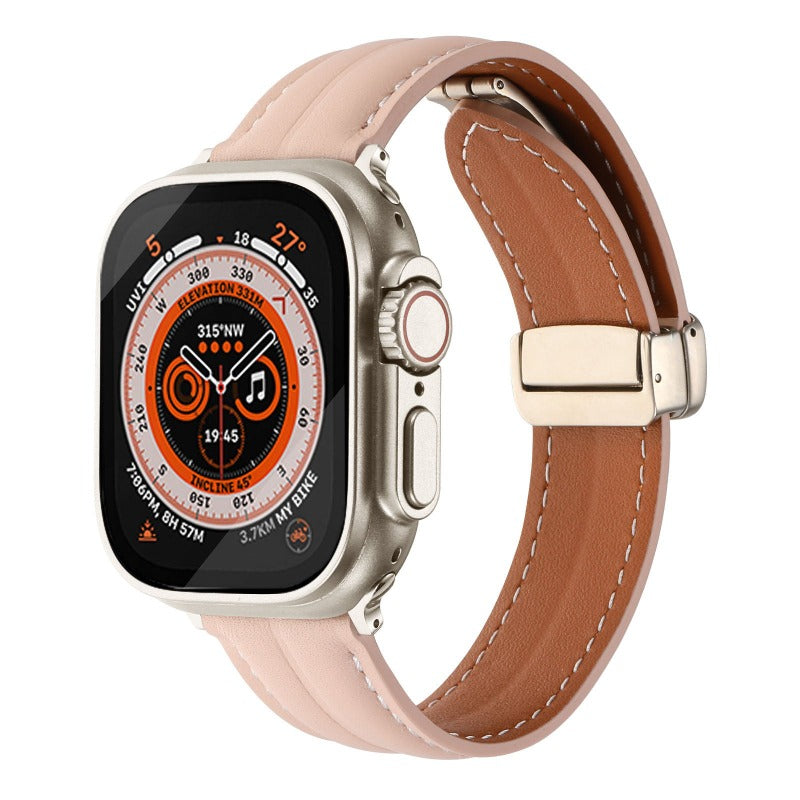 Magnetic Buckle Leather Strap