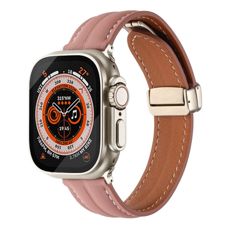 Magnetic Buckle Leather Strap