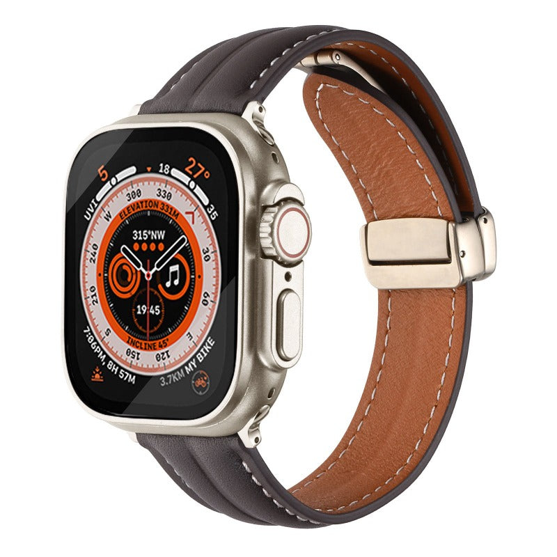 Magnetic Buckle Leather Strap
