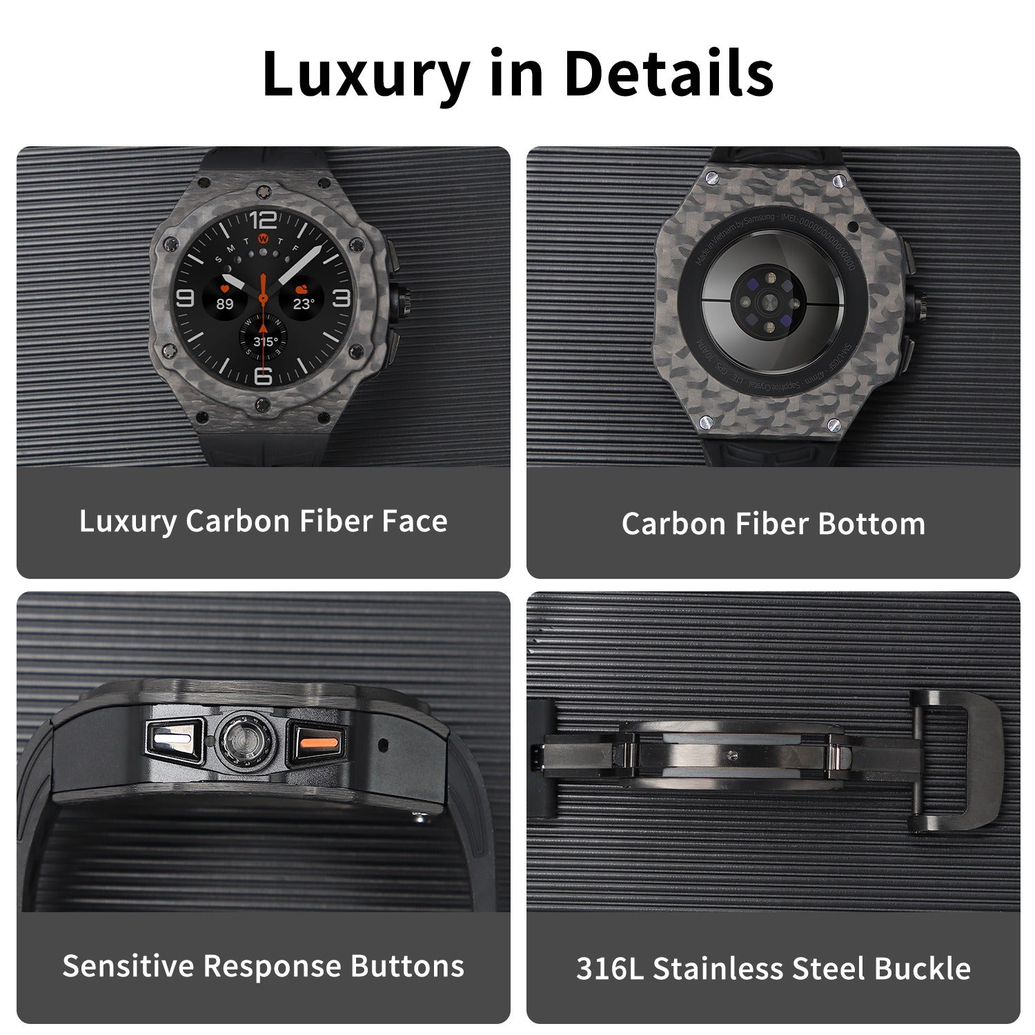 Premium Carbon Fiber Case FKM Band Retrofit Kit R1