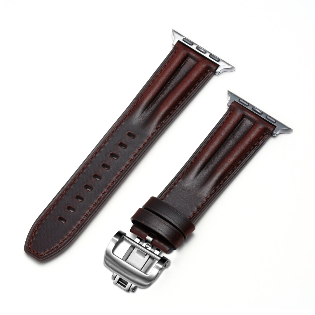 Luxury Butterfly Buckle Groove Leather Band
