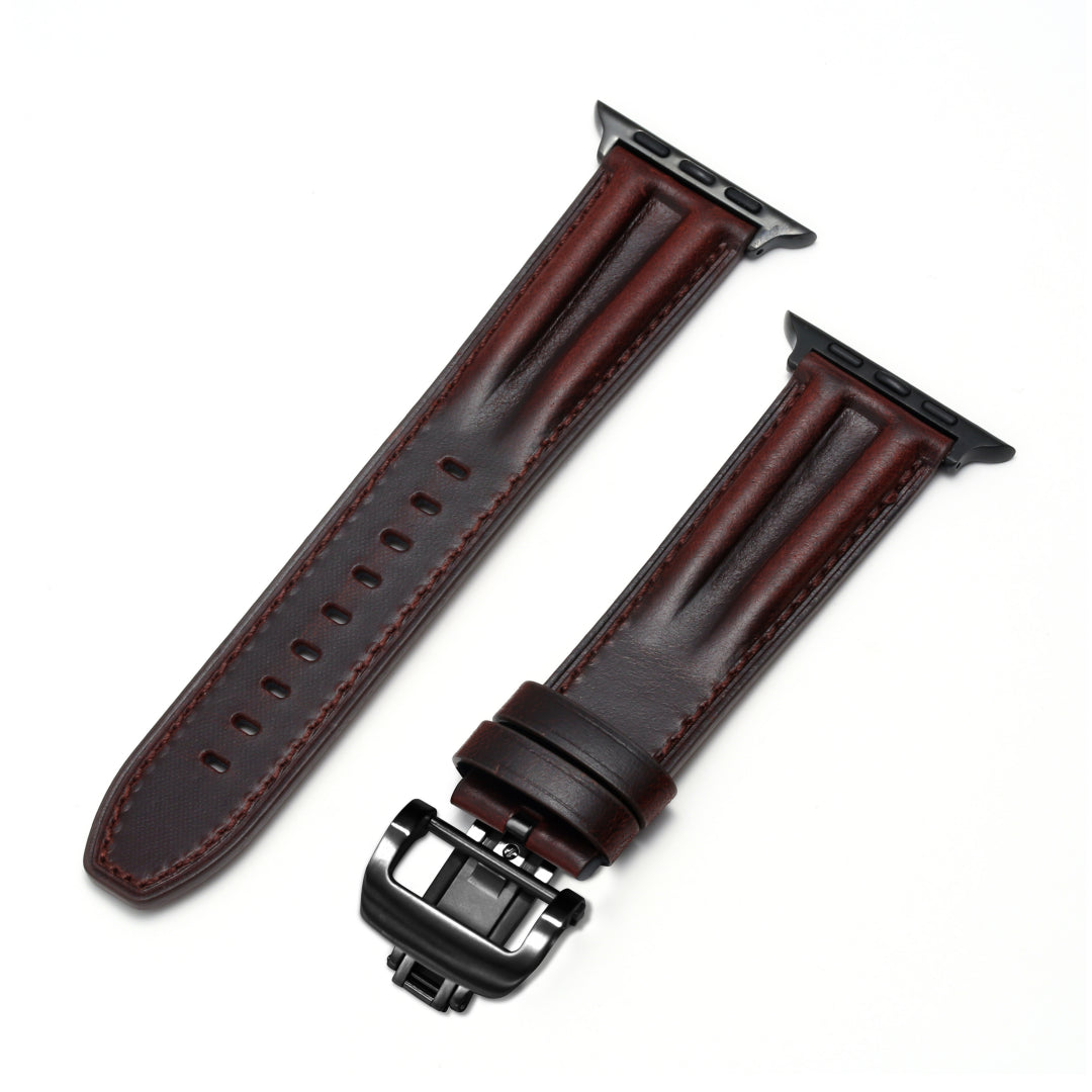 Luxury Butterfly Buckle Groove Leather Band