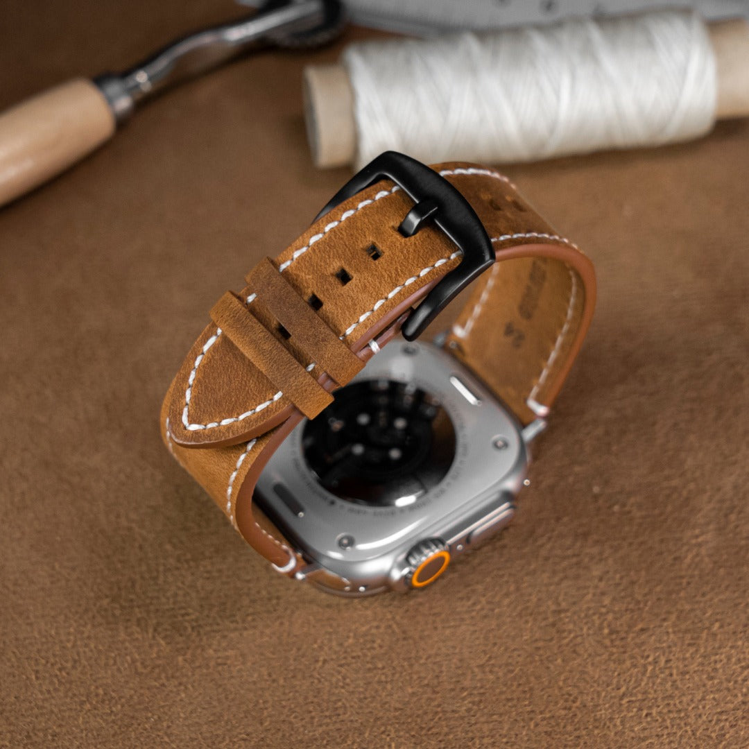 Luxury leather apple watch strap best sale