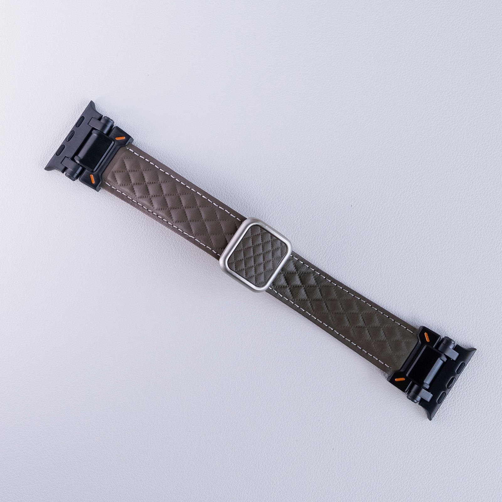 Waffle Pattern Titanium Leather Magnetic Buckle Watch Strap