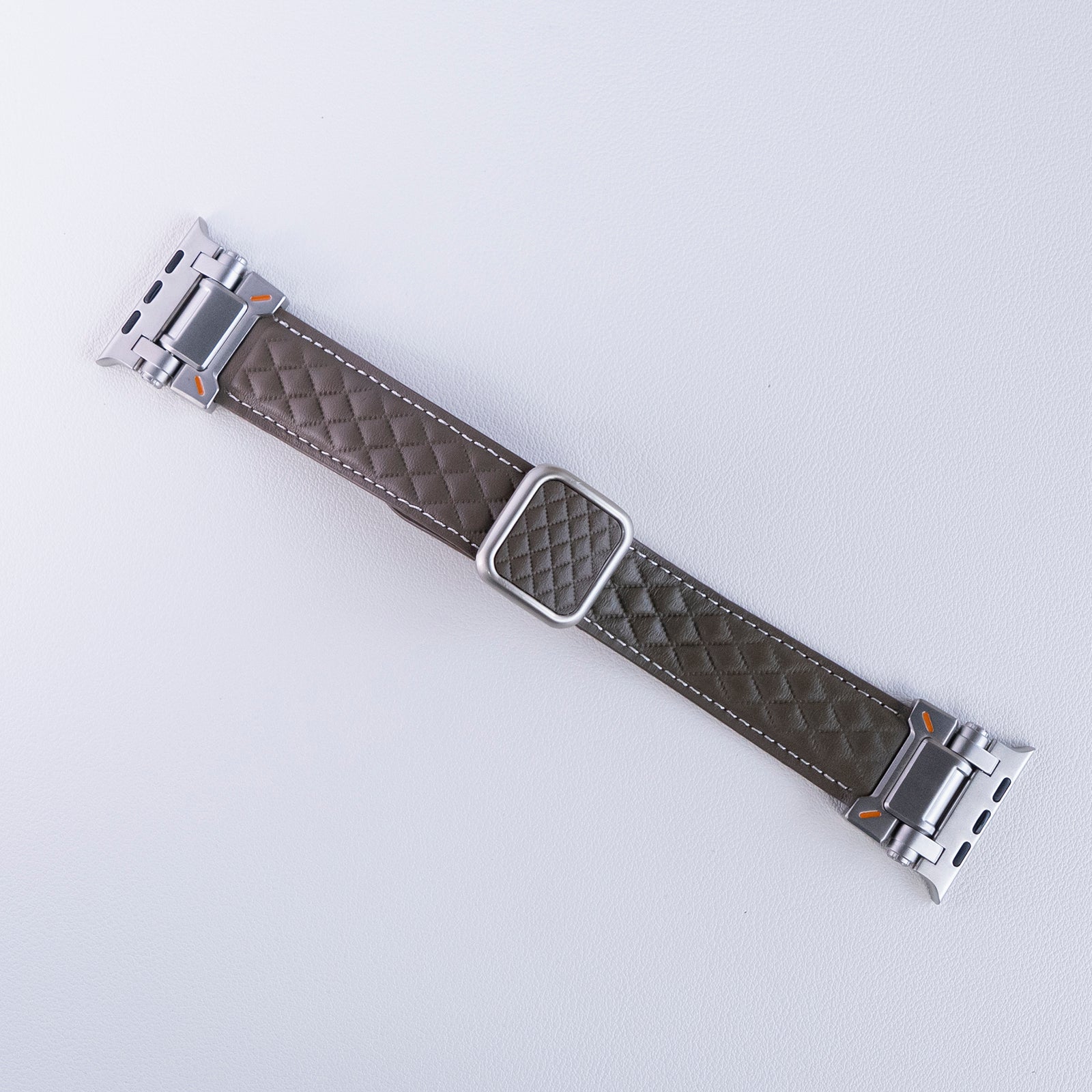 Waffle Pattern Titanium Leather Magnetic Buckle Watch Strap