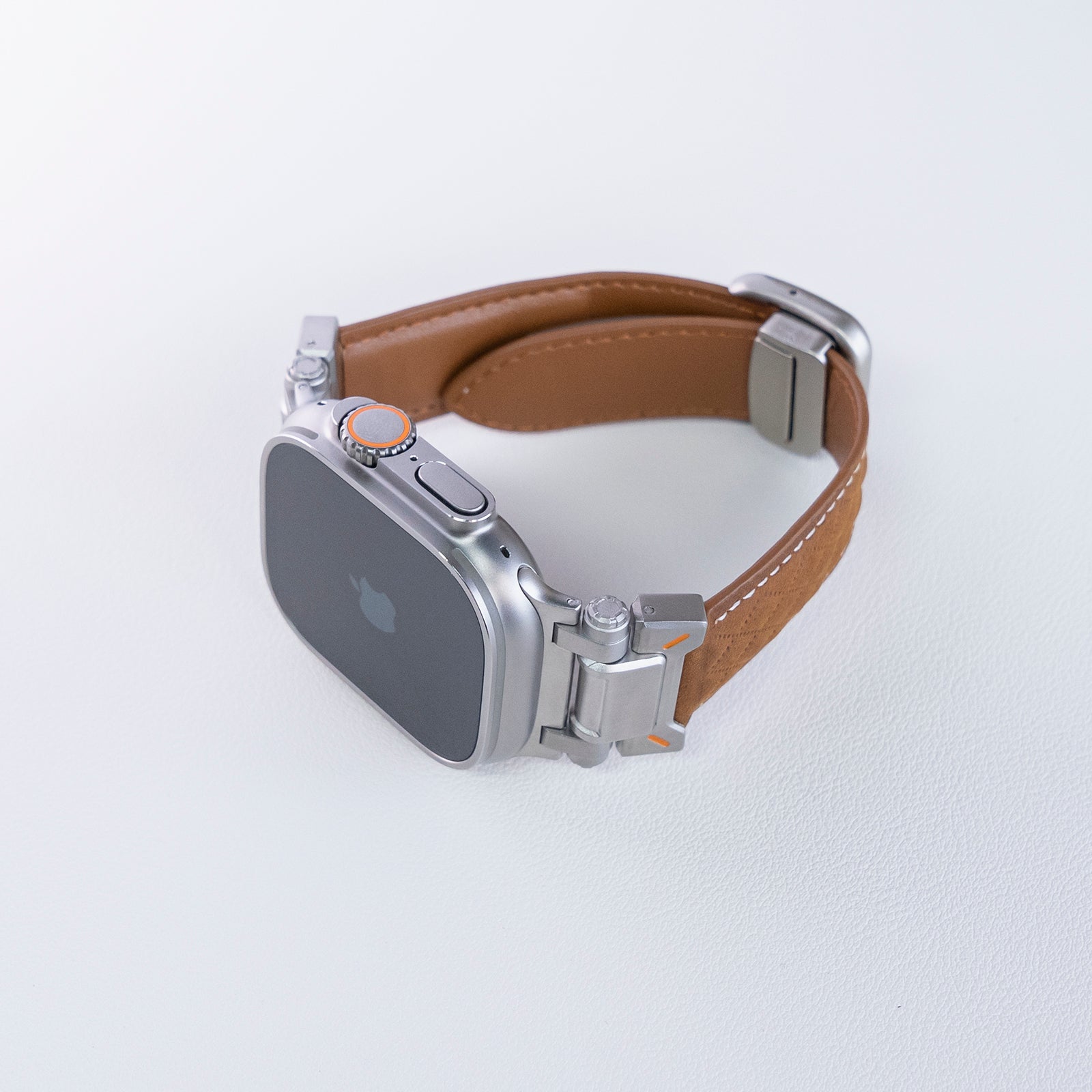 Waffle Pattern Titanium Leather Magnetic Buckle Watch Strap