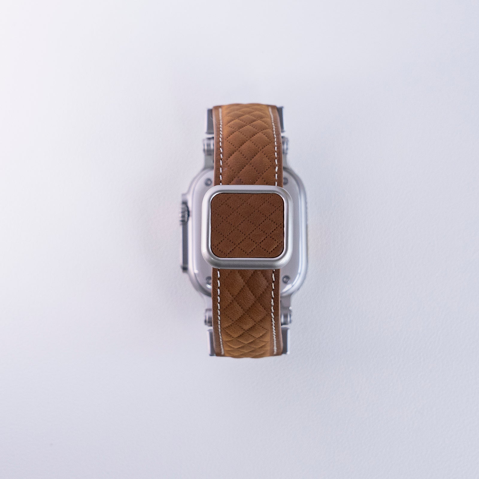 Waffle Pattern Titanium Leather Magnetic Buckle Watch Strap