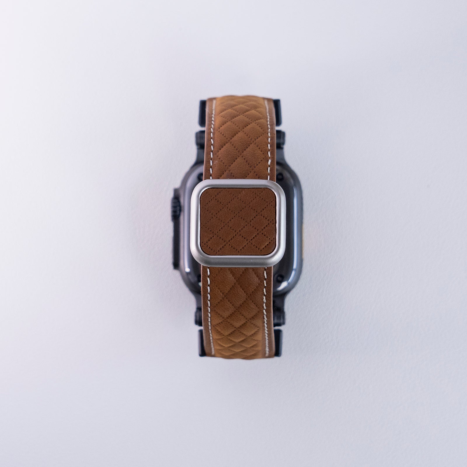 Waffle Pattern Titanium Leather Magnetic Buckle Watch Strap