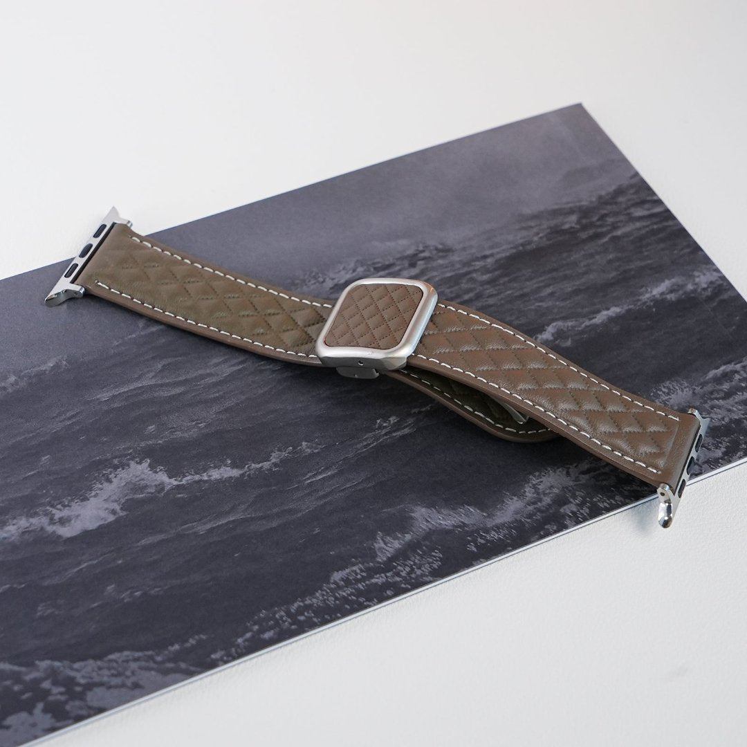 Diamond Check Leather Magnetic Strap For Galaxy Watch