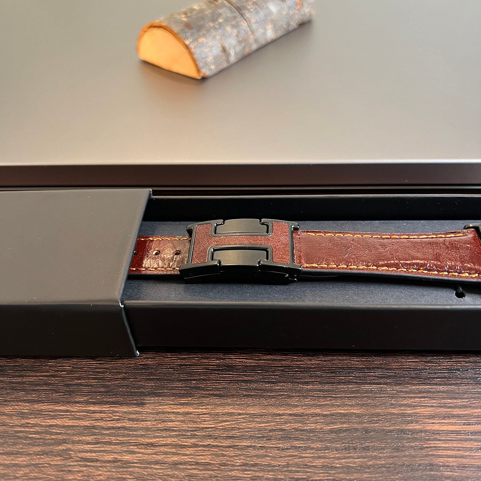 Elegant Business H Buckle Leather Strap For Apple Watch