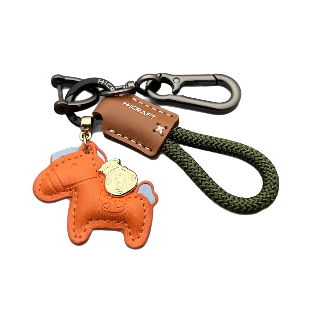 Handmade Cowhide Pony Pendant Keychain