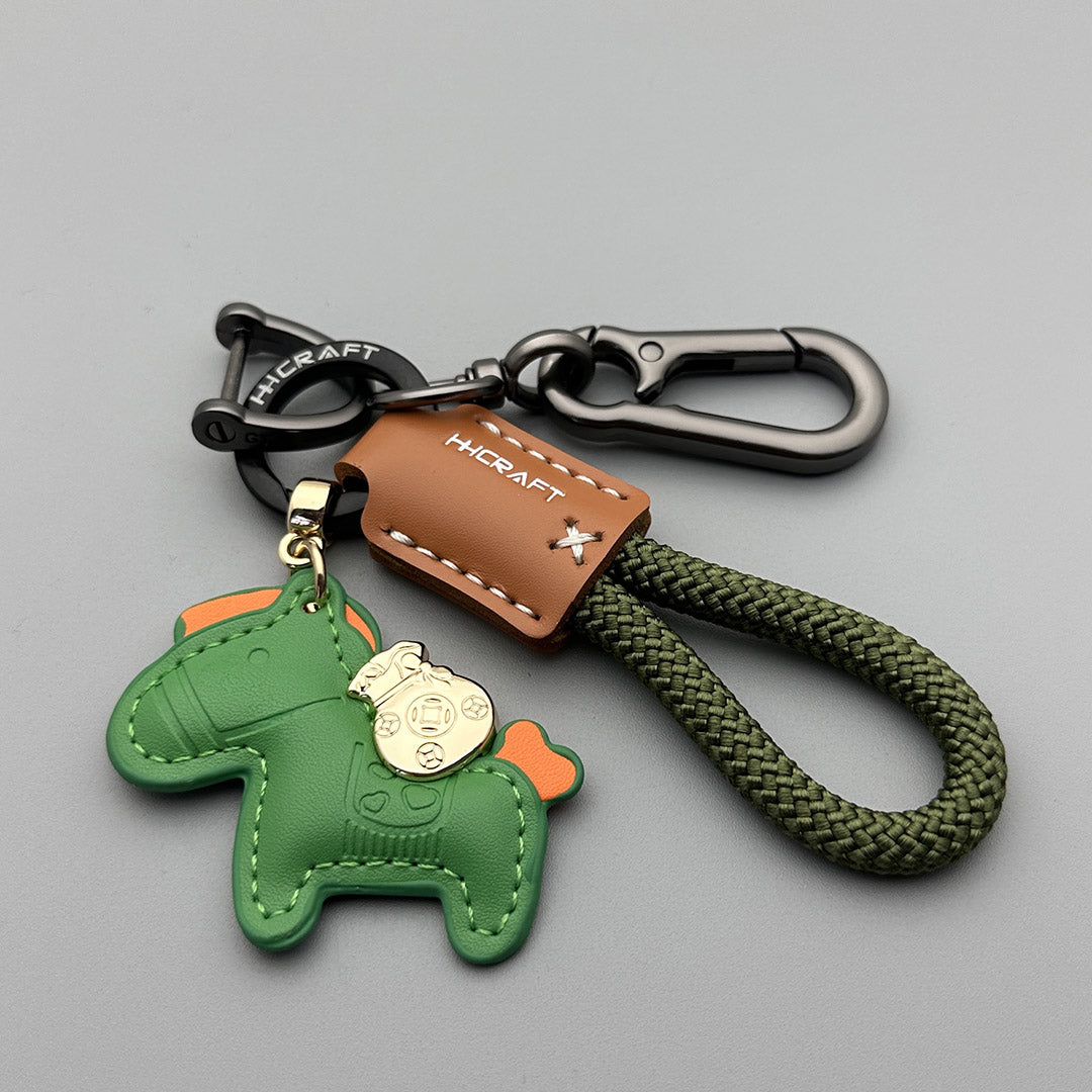 Handmade Cowhide Pony Pendant Keychain