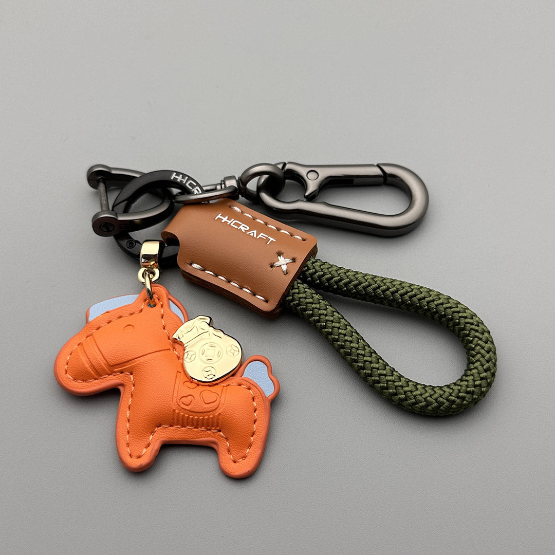 Handmade Cowhide Pony Pendant Keychain