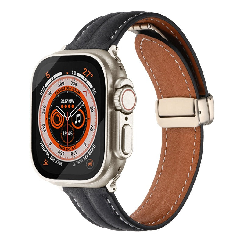 Magnetic Buckle Leather Strap