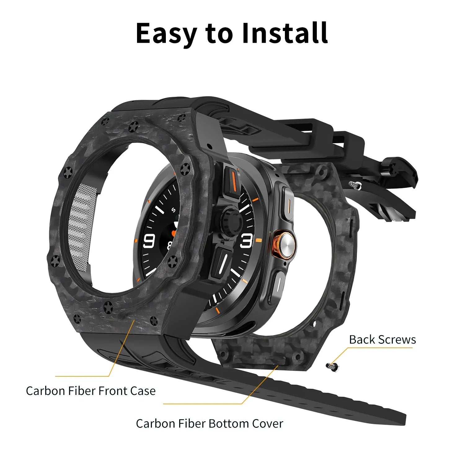Premium Carbon Fiber Case FKM Band Retrofit Kit R1