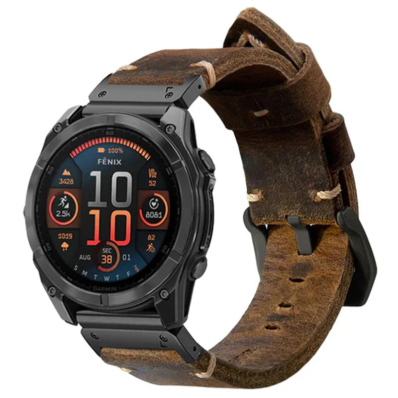 Leather Strap R02 for Garmin Watch